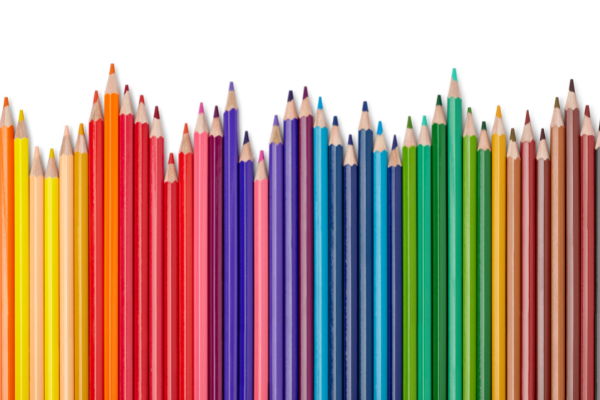  A row of colored pencils